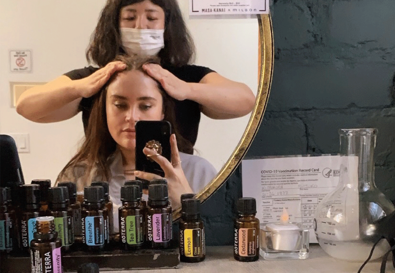 beauty editor at a head spa