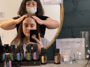 beauty editor at a head spa