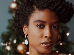 woman wearing a holiday hairstyle